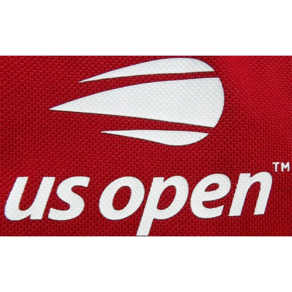 Polo Ralph Lauren US Open Tennis Shirt Men L Red Performance Big P Polo Logo EUC